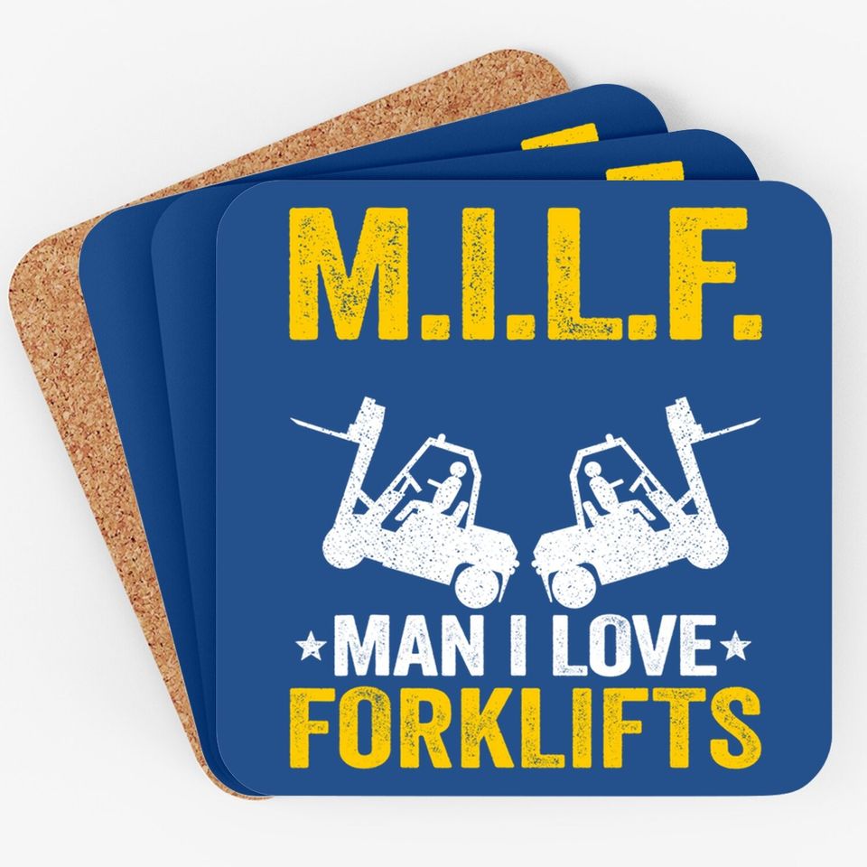 M.i.l.f. Man I Love Forklifts Jokes Funny Forklift Driver Coaster