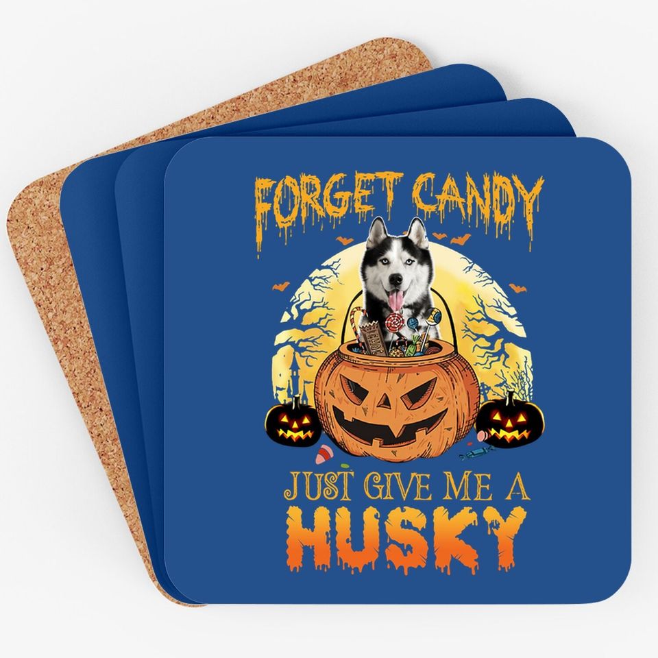 Candy Pumpkin Husky Dog Coaster