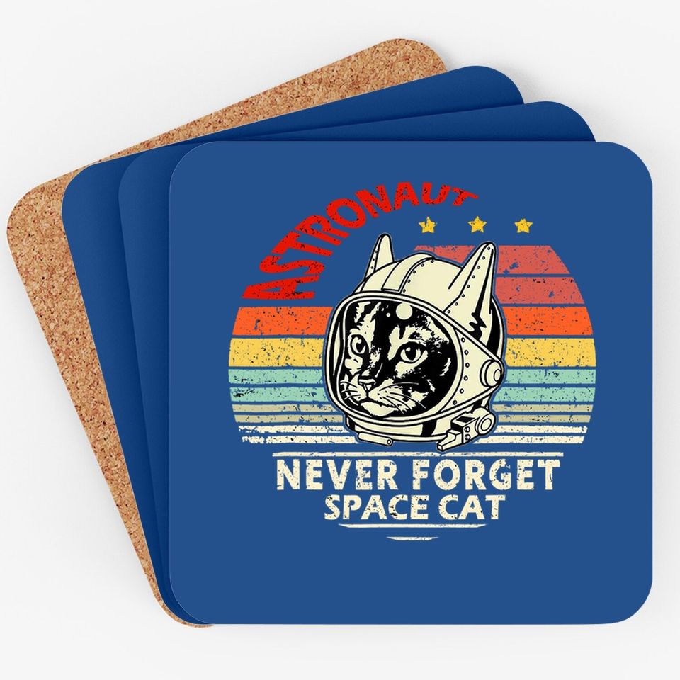 Astronaut Cat Retro Space Cat Coaster