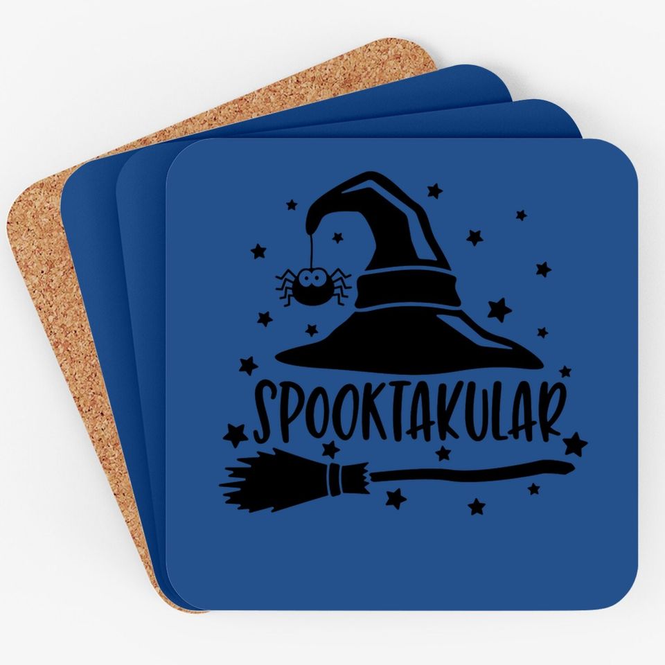 Spooktacular Witch Broom Halloween Coaster