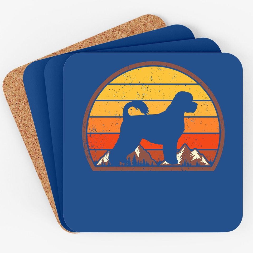 Sunset Silhouette Vintage Portuguese Water Dog Coaster