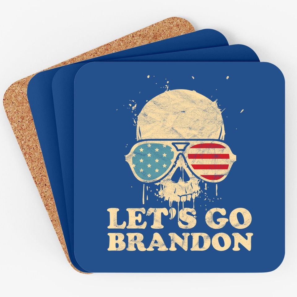 Let's Go Brandon Skull American Flag Coaster