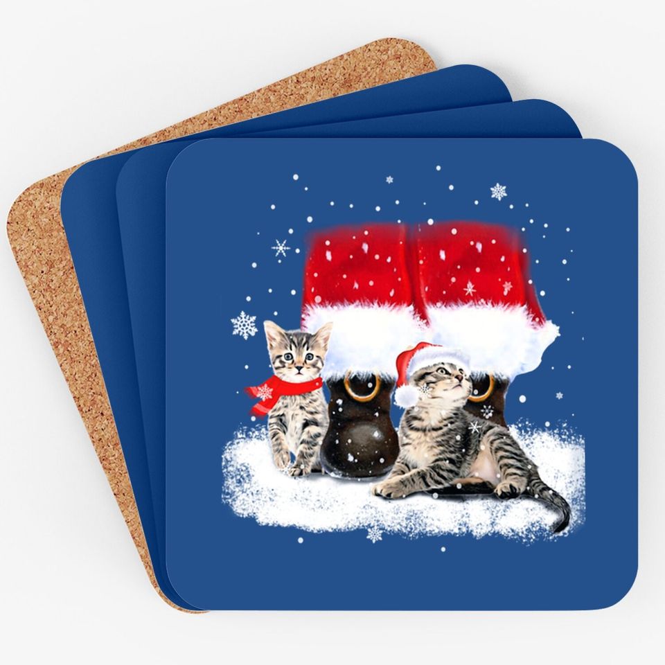 Cats And Santa Claus For Cat Lover Classic Coaster