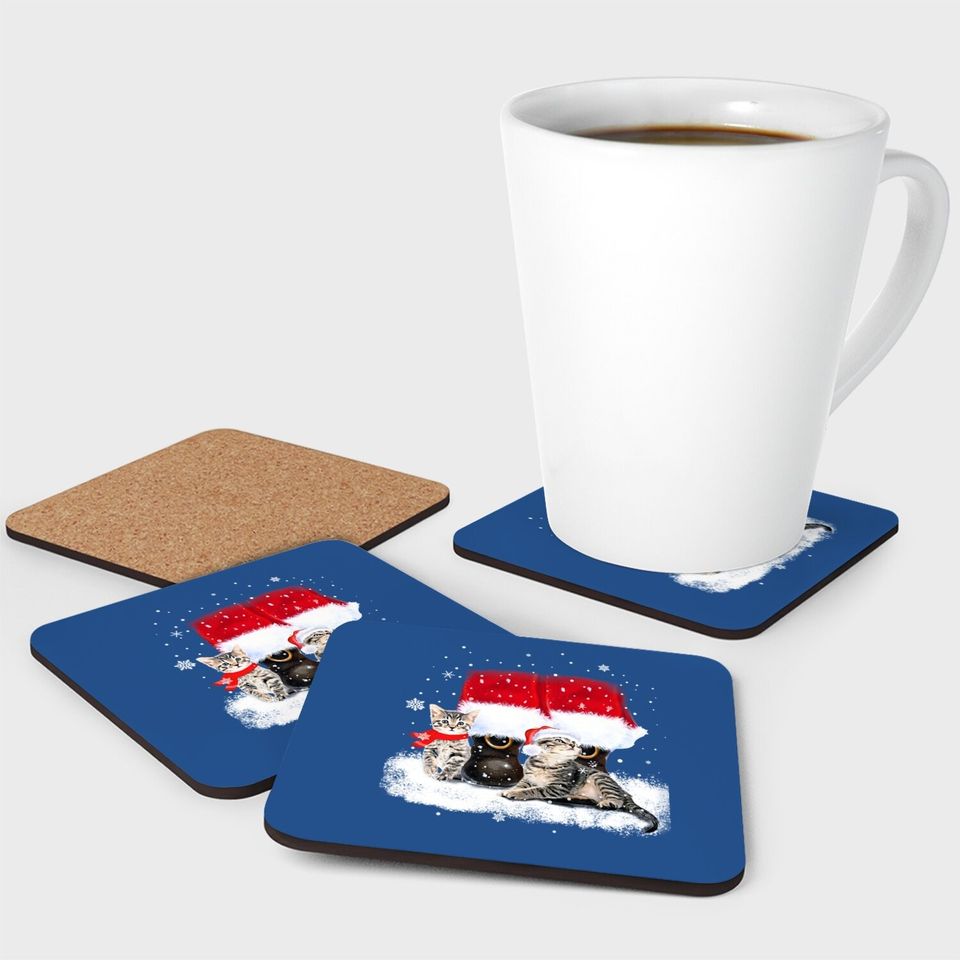 Cats And Santa Claus For Cat Lover Classic Coaster