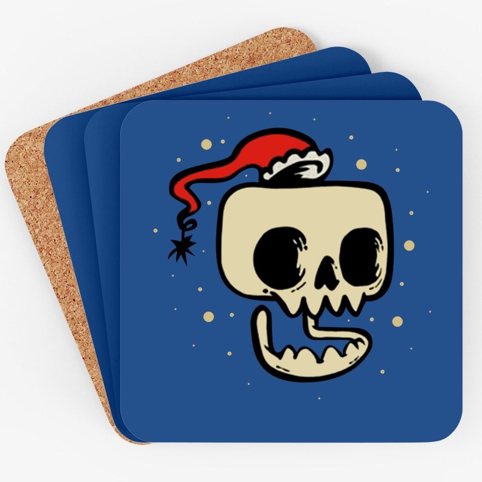 Merry Christmas Skull Gothic Christmas Coaster