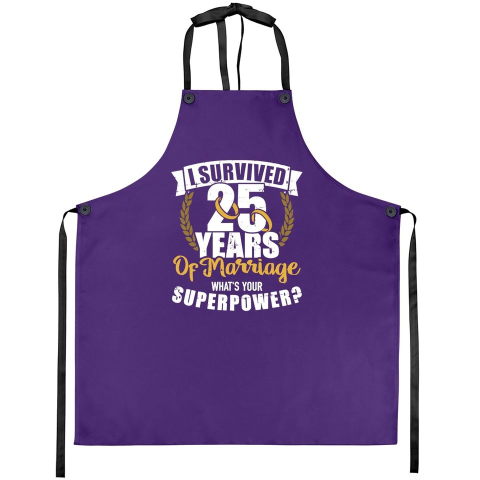 25 Years Of Marriage Superpower 25th Wedding Anniversary Apron
