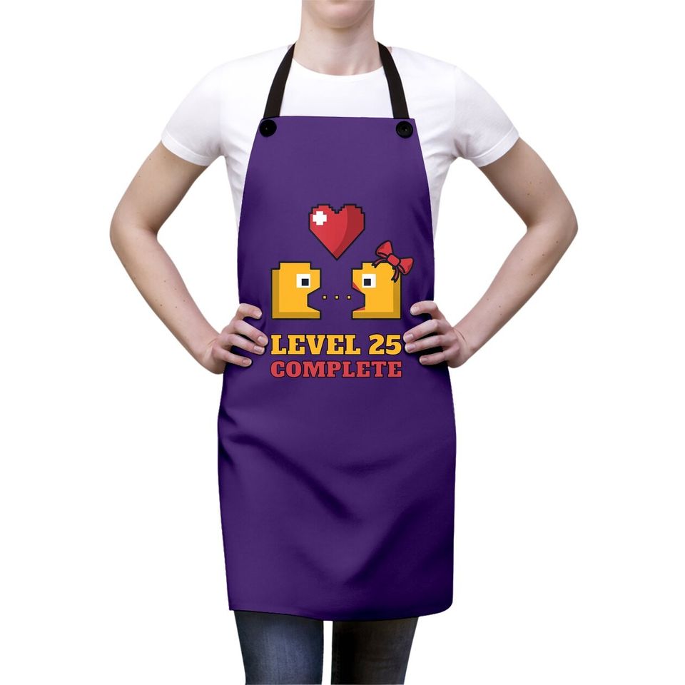 Funny Gamers Level 25 Complete 25th Wedding Anniversary Apron