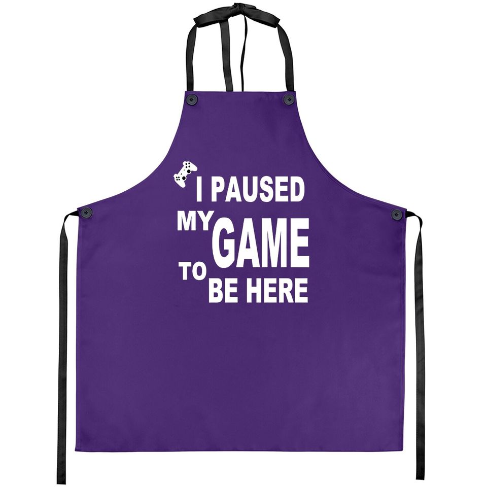 Ursporttech I Paused My Funny Game To Be Here Graphic Gamer Humor Joke Apron