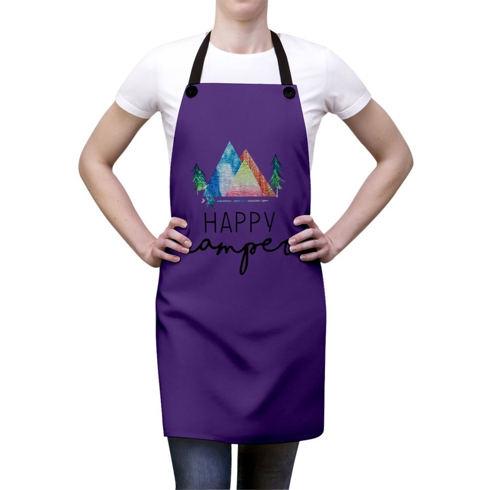 Zjp Casual Happy Camper Apron Short Sleeve Letter Printed Apron Tops Pullover Sweatshirt…
