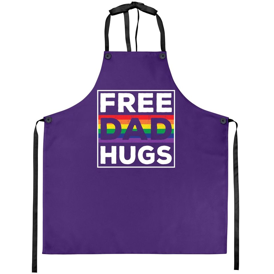 Free Dad Hugs Rainbow Lgbt Pride Fathers Day Apron