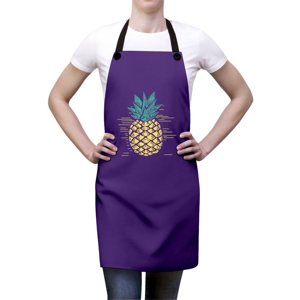 Dutut Pineapple Printed Funny Apron Summer Fruits Lover Casual Short Sleeve Tops Blouse