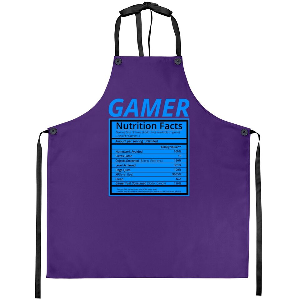 Gamer Nutrition Facts Apron Funny Gaming Gamer Apron