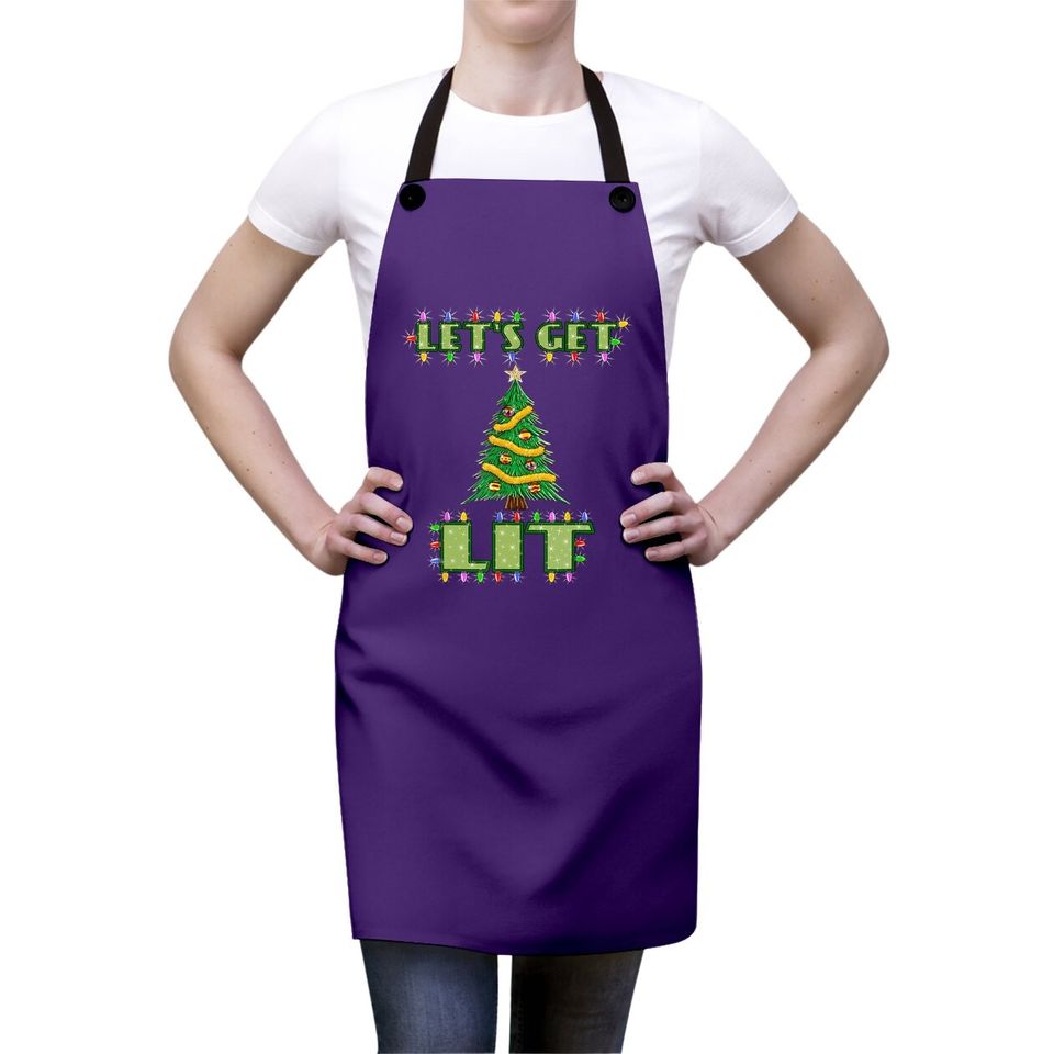 Lets Get Lit Christmas Apron Its Drinking Dirty Adult Pajama Apron