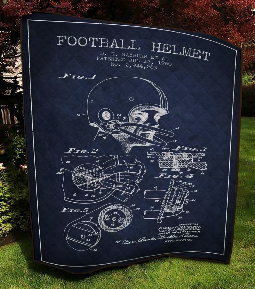 Football Patent Helmet Vintage Old Quilt