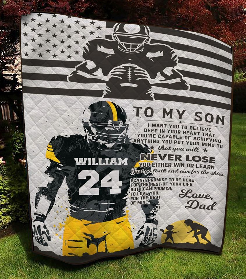 To My Son From Dad Football Quilt