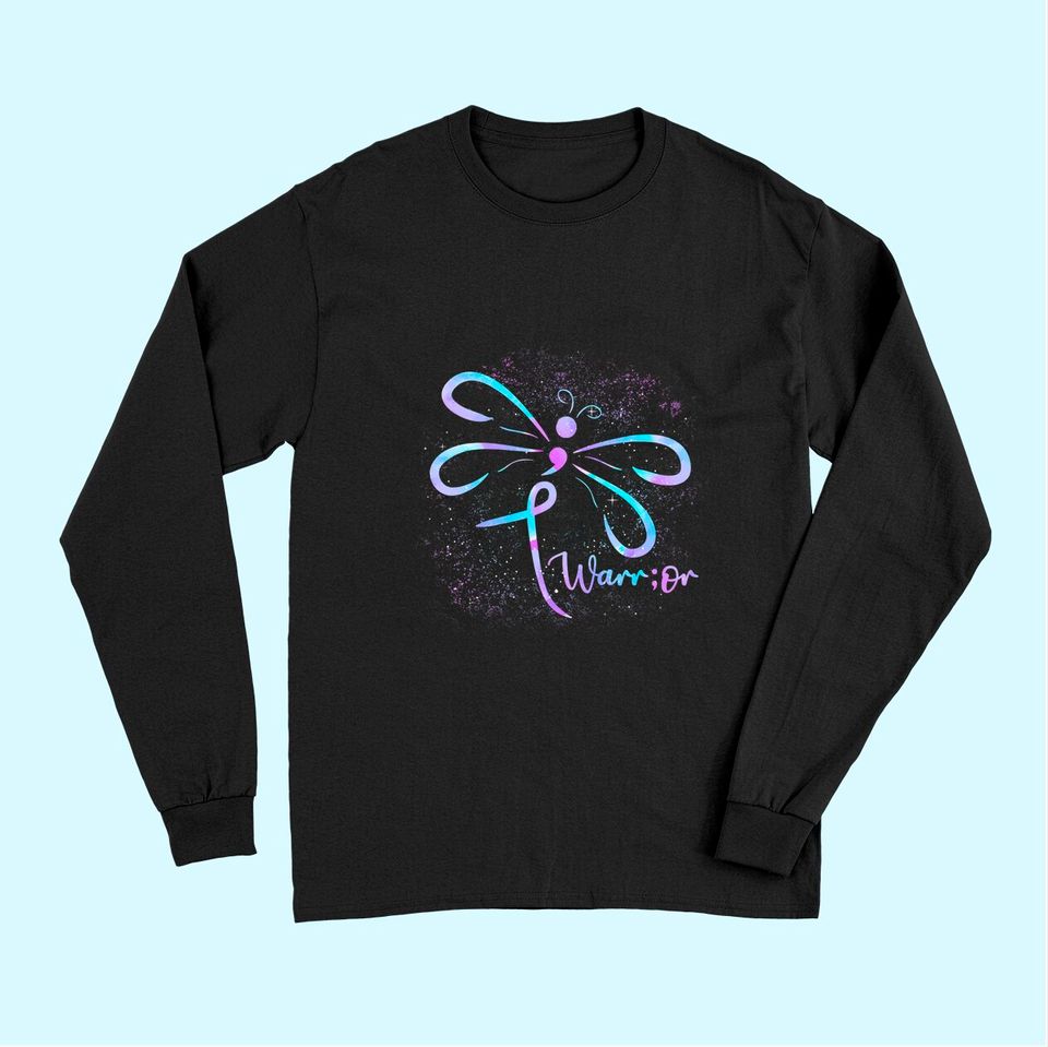 Suicide Prevention Awareness Dragonfly Semicolon Long Sleeves