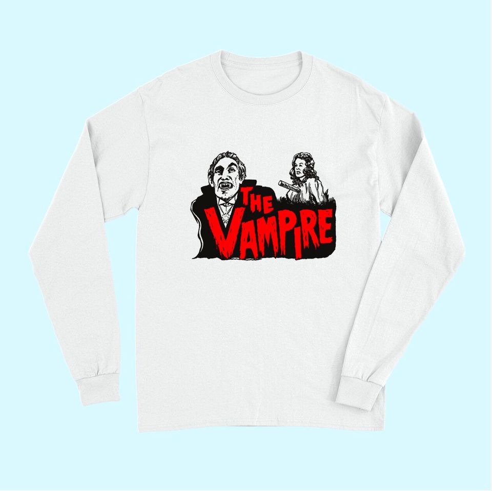 Retro Horror Movie Monster Vampire Vintage Halloween Dracula Long Sleeves