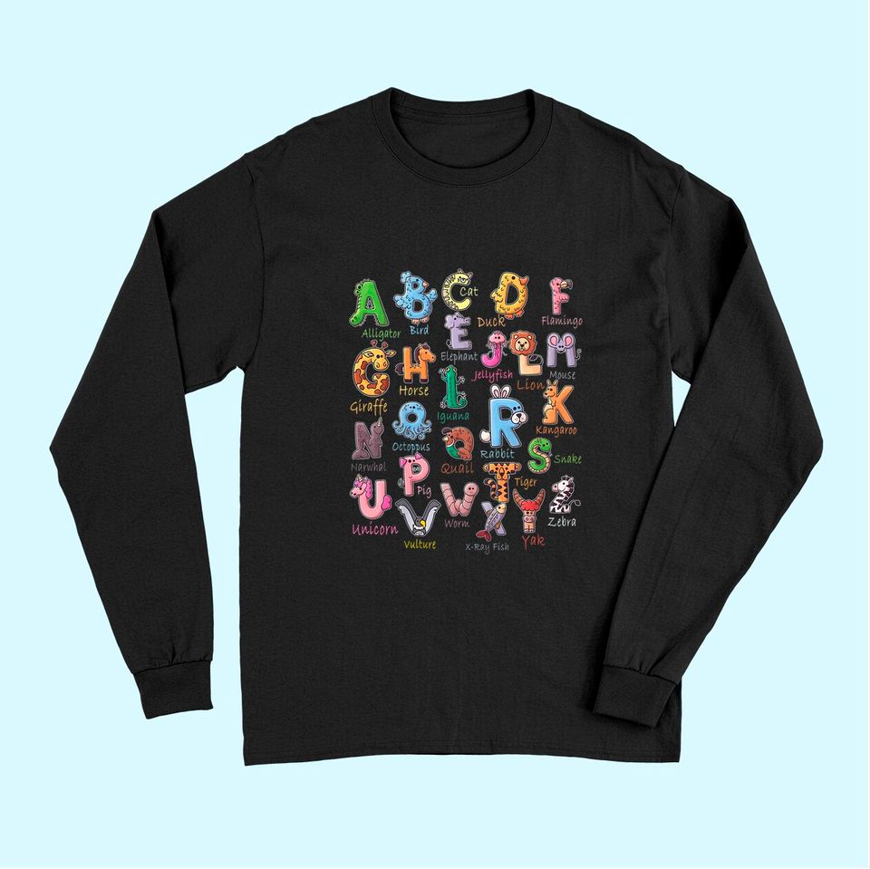 Alphabet Learning Tee The World's Animal Species Kids Long Sleeves
