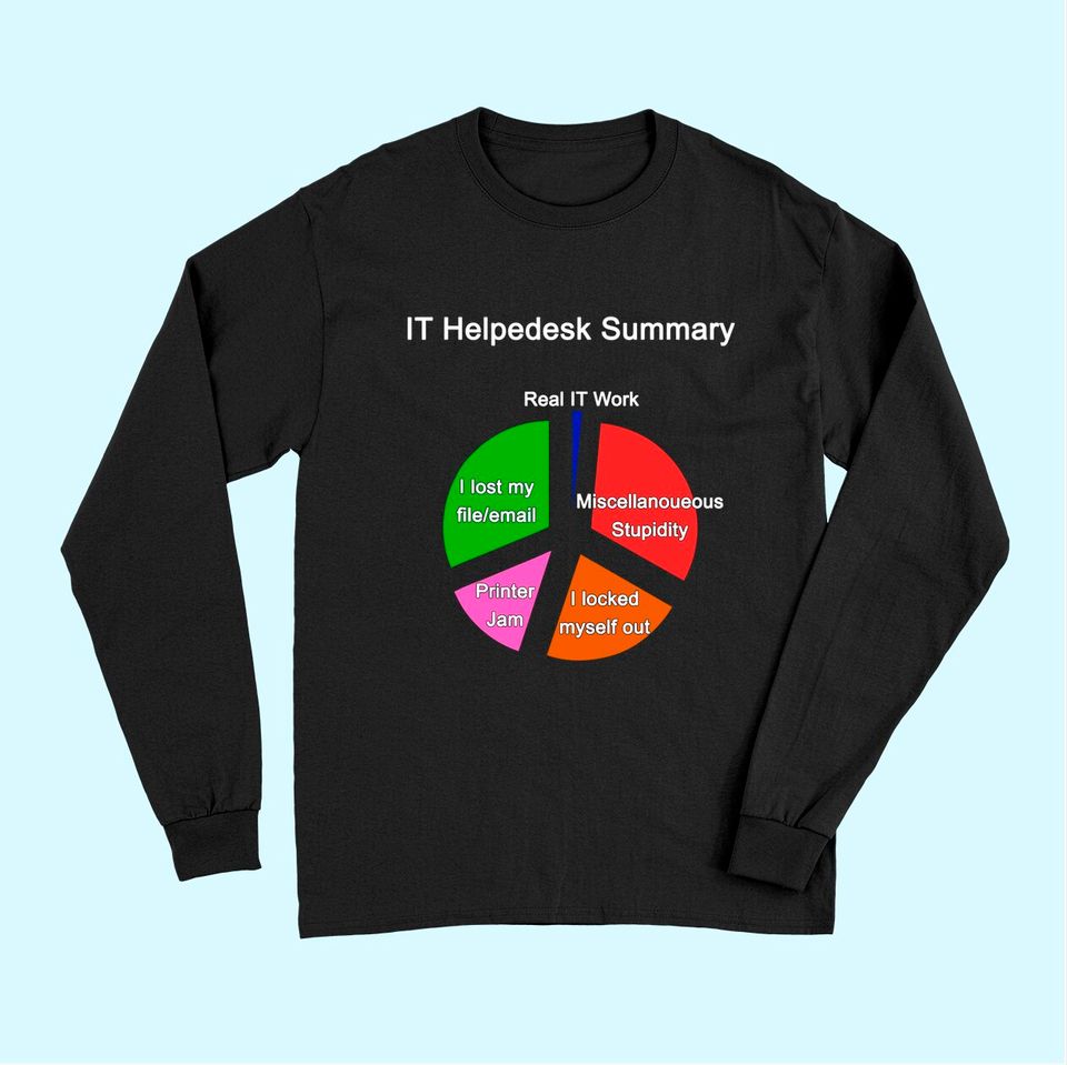 Funny IT Helpdesk Tech Support Work Summary Long Sleeves