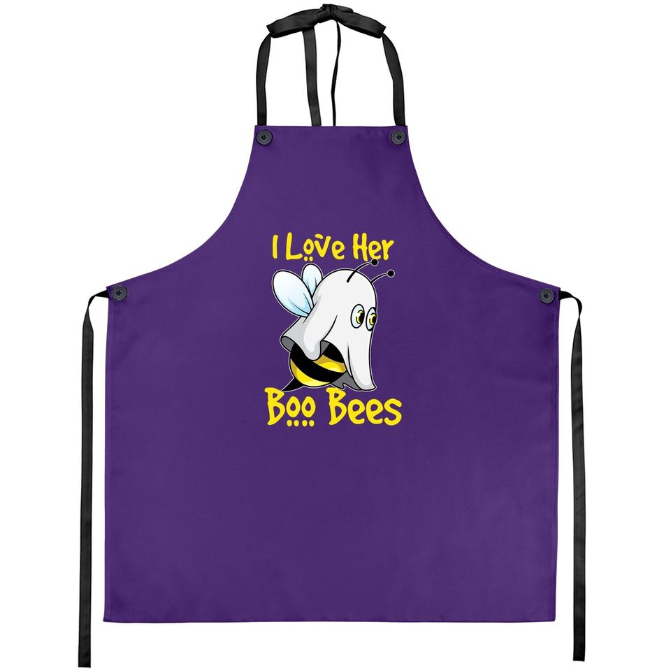 I Love Her Boo Bees Halloween Matching Couple Costume His Apron