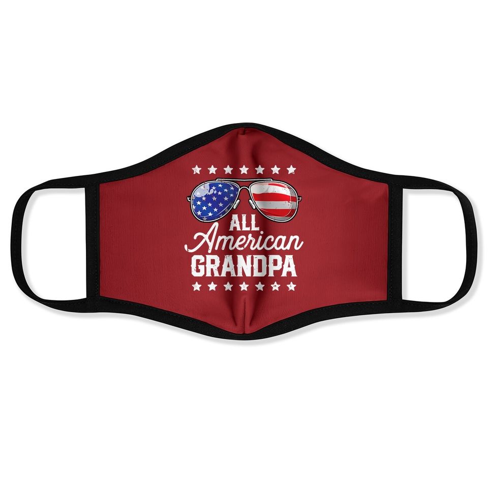 All American Grandpa 4th Of July Family Matching Sunglasses Face Mask