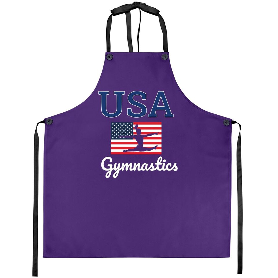 Girl Tumbling Team Gear Gymnastics Usa American Flag Apron