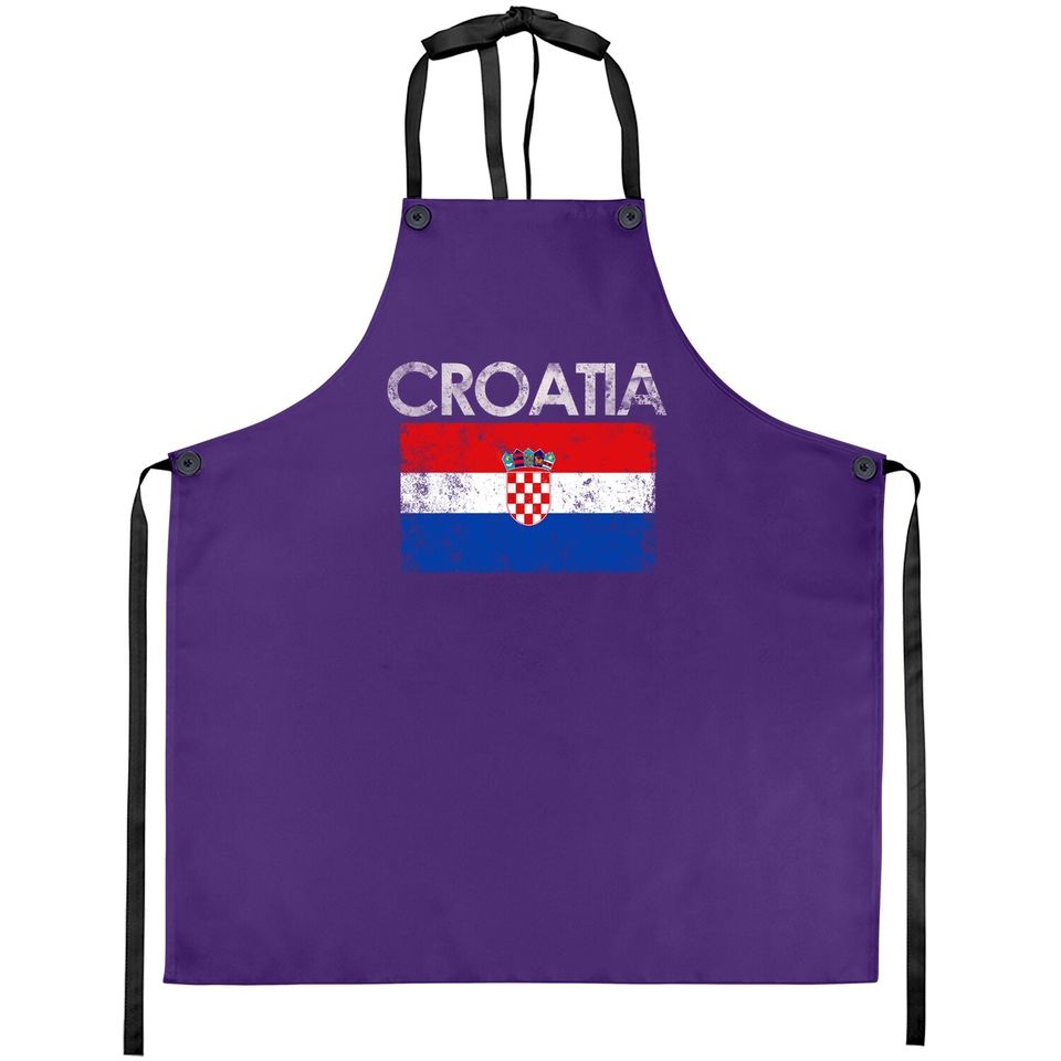 Vintage Croatia Croatian Flag Pride Gift Apron