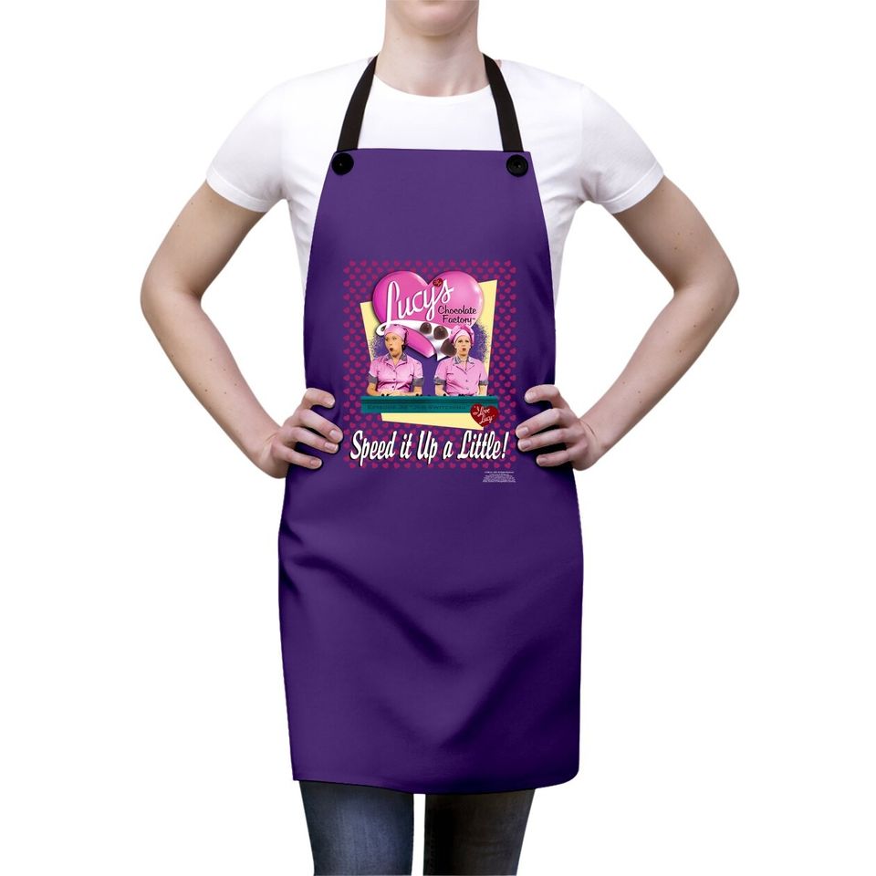 I Love Lucy Apron Chocolate Factory Speed It Up Pink Apron