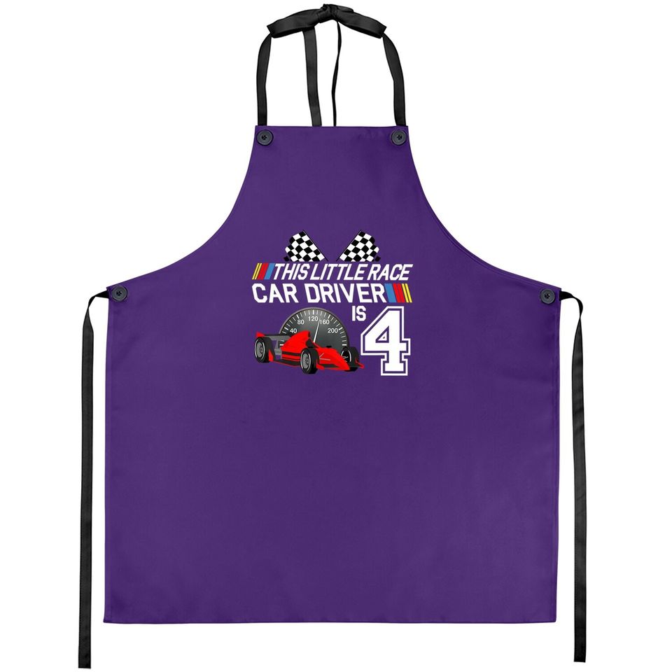 4 Year Old Race Car Birthday Apron 4th Racing Party Apron