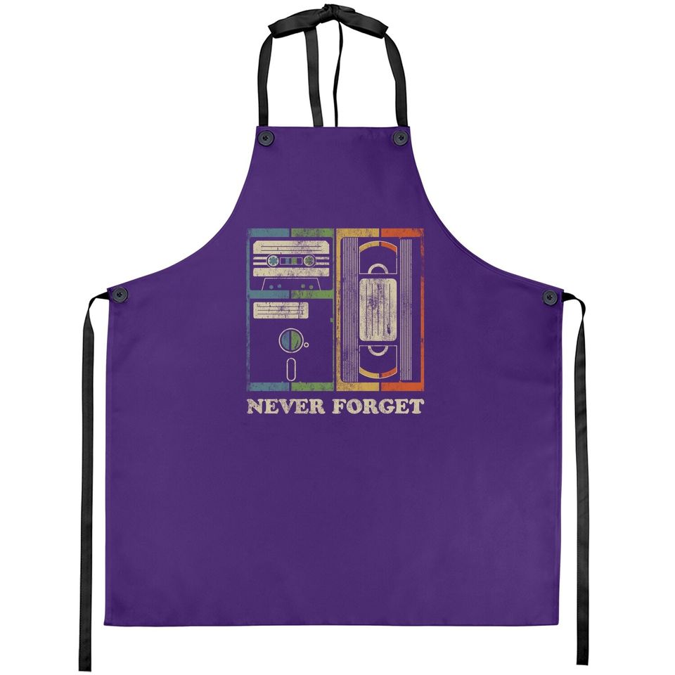 Never Forget Retro Vintage Cool 80s 90s Geeky Nerdy Apron