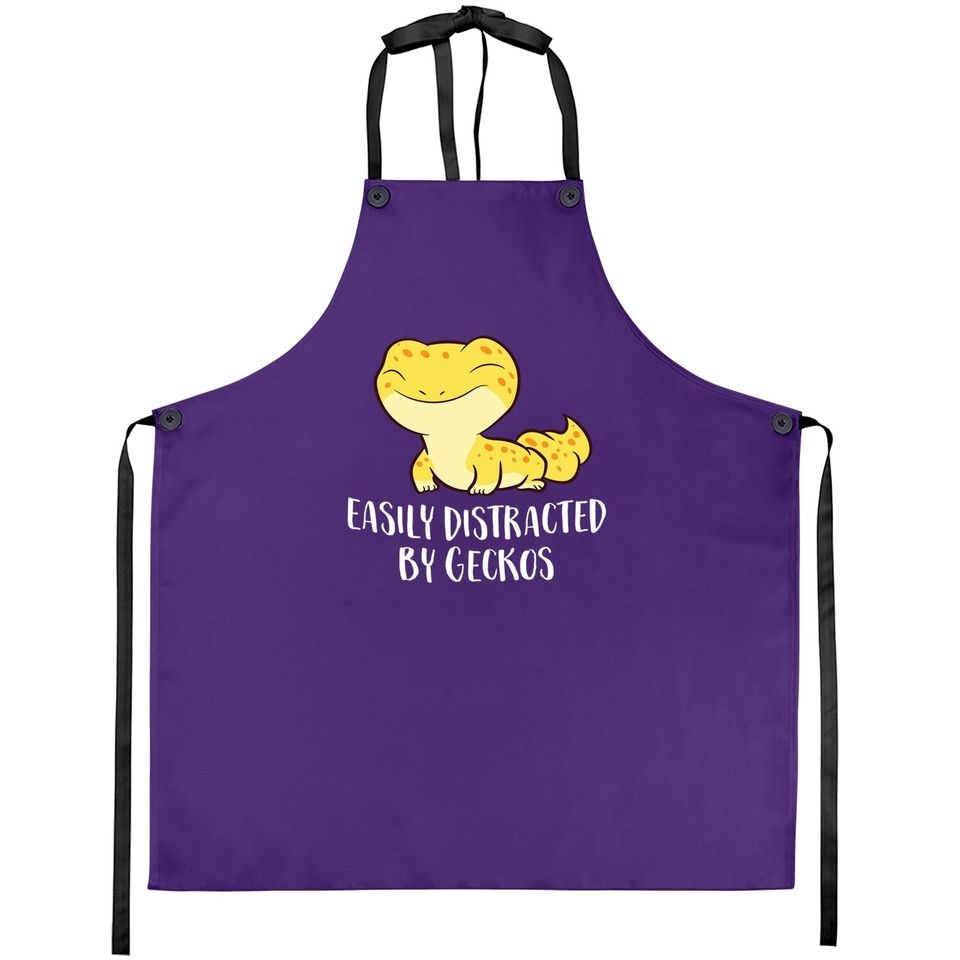 Easily Distracted By Geckos Cute Leopard Lizard Apron