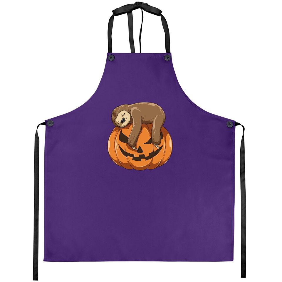 Sloth Pumpkin Halloween Sloth Themed Halloween Lovers Gift Apron