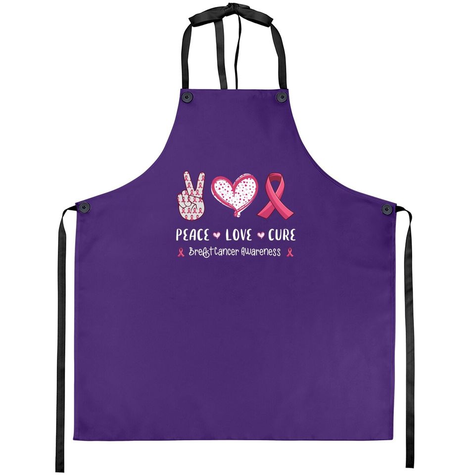 Peace Love Cure Breast Cancer Awareness Apron