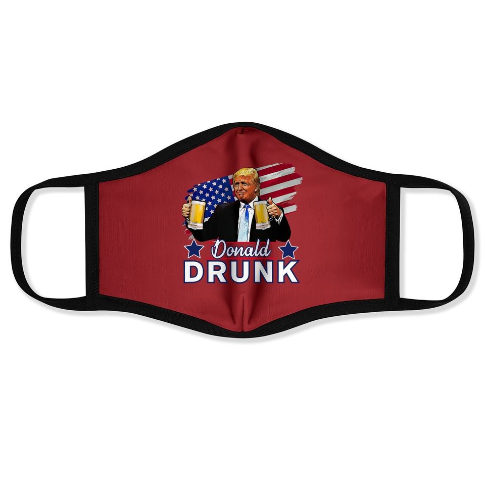 Trump 4th Of July Funny Drinking Presidents - Donald Drunk Face Mask
