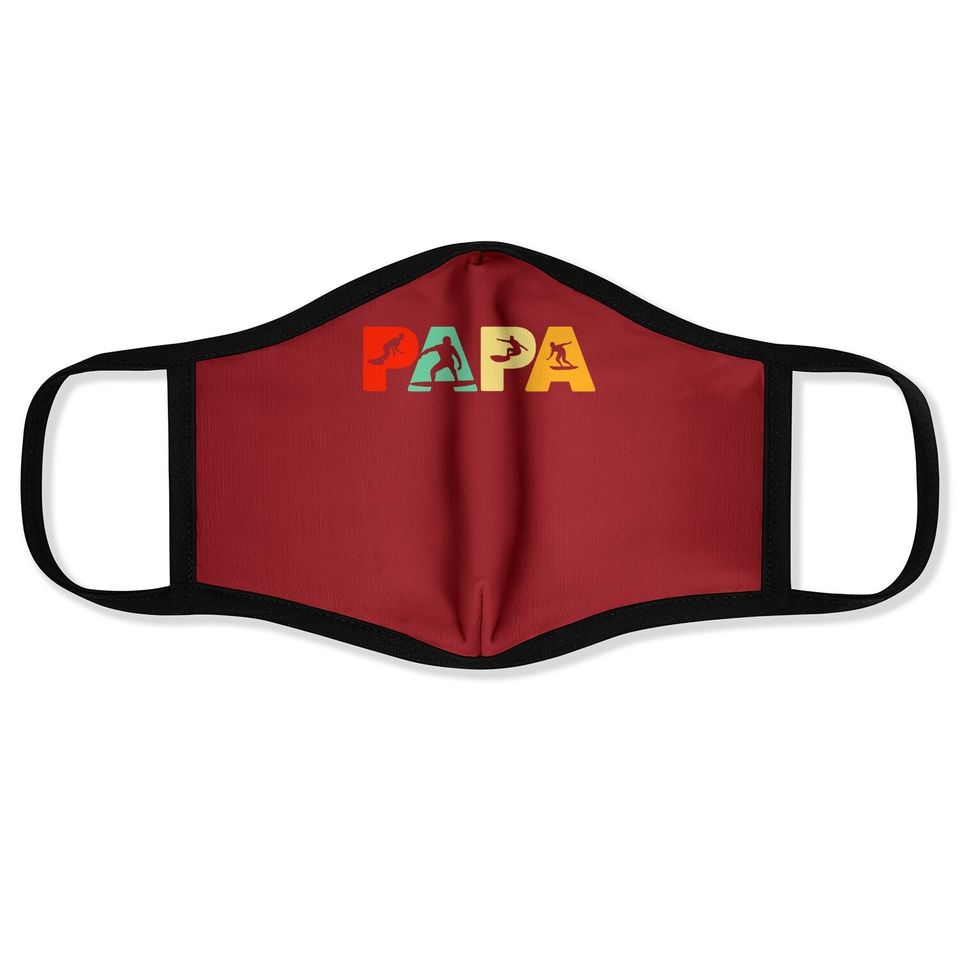 Surf Dad, Retro Papa Surfing Father's Gift Face Mask