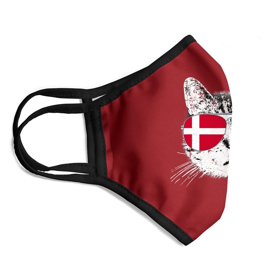 Denmark Flag Danish Cat Sunglasses Funny Face Mask