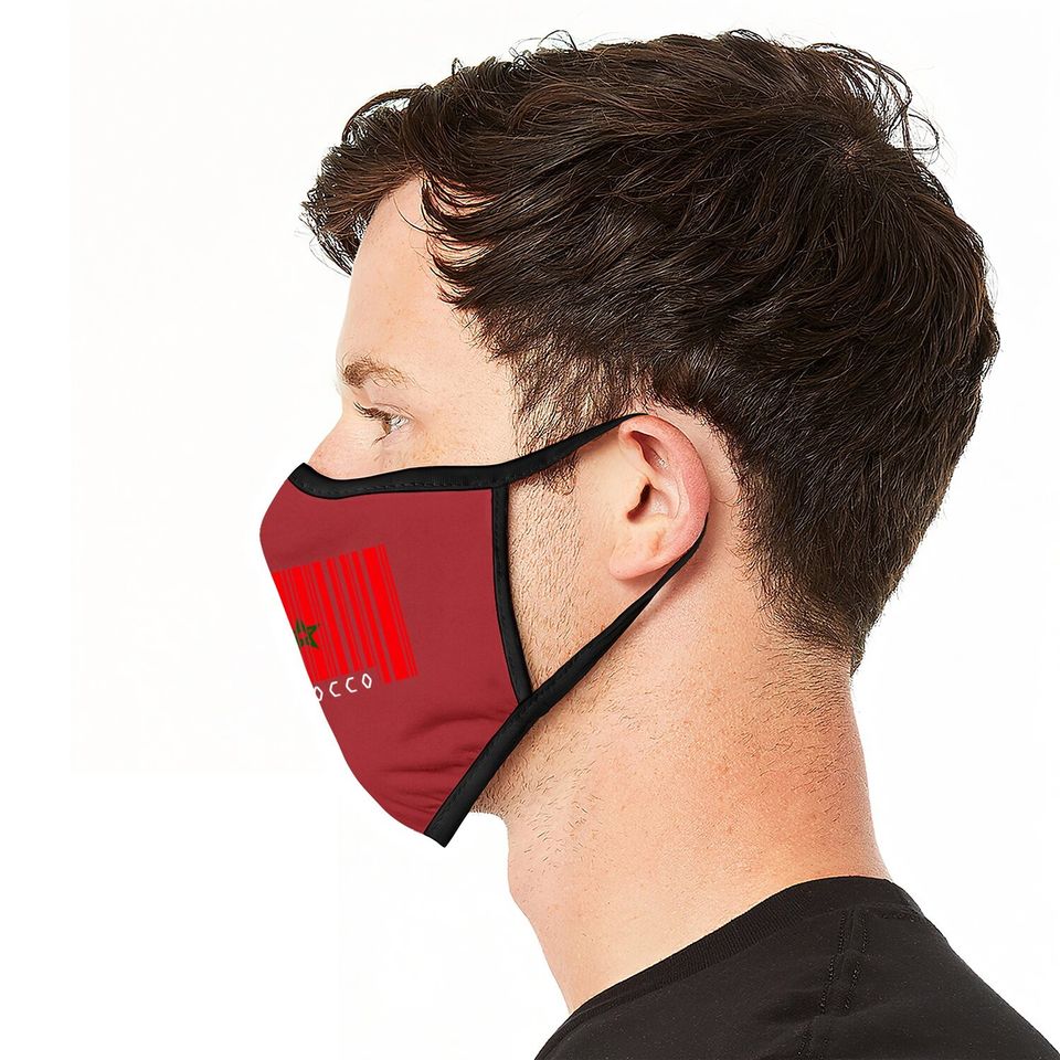 Morocco Barcode Style Flag - Premium Cotton Face Mask