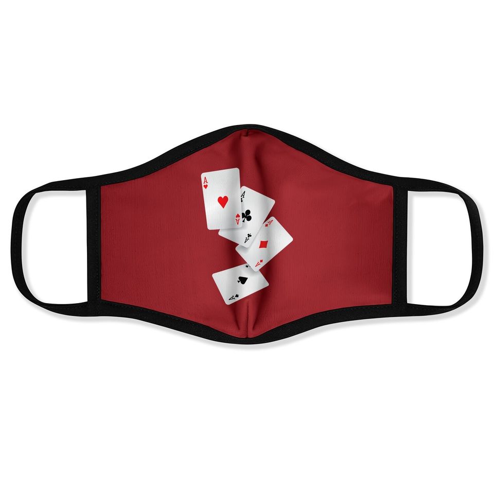 Four Aces Poker Pro Lucky Player Winner Costume Hand Gifts Face Mask