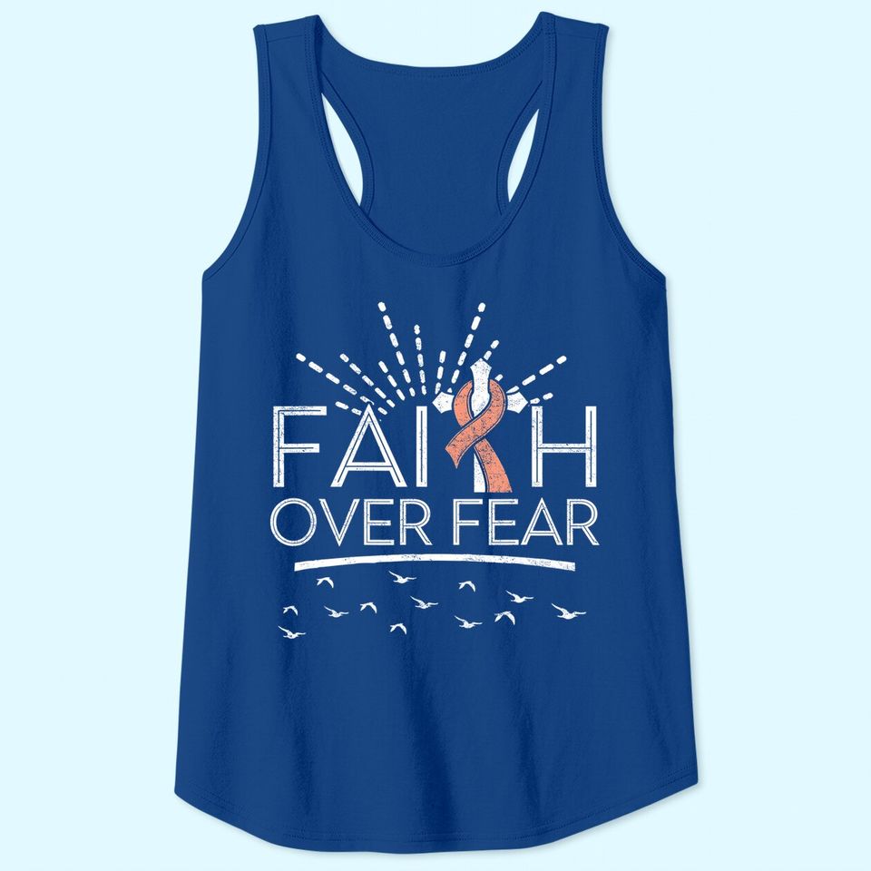 Faith over Fear Peach Ribbon Uterine Cancer Tank Top