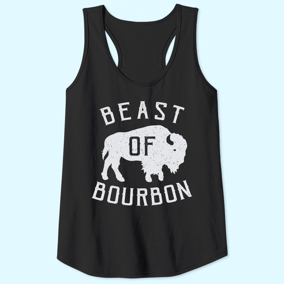 Beast of Bourbon Drinking Whiskey design Bison Buffalo Party Tank Top