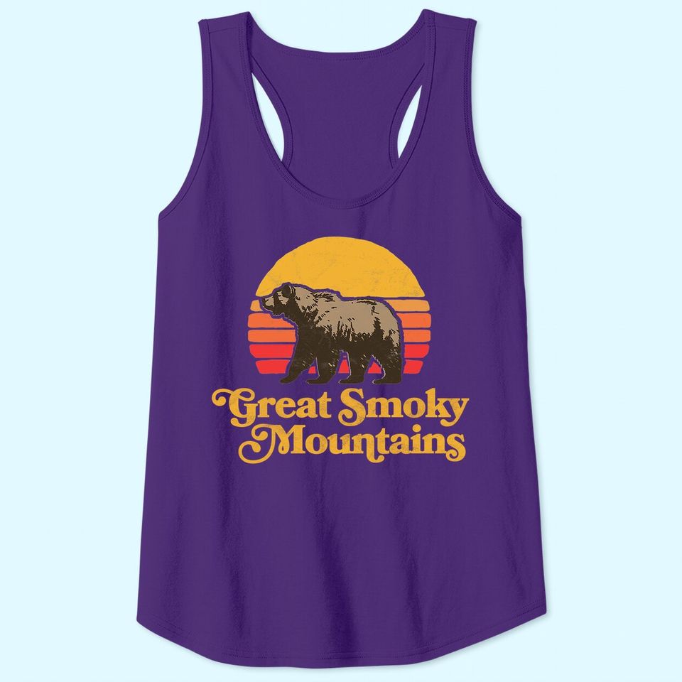 Retro Great Smoky Mountains National Park Bear 80s Graphic Tank Top