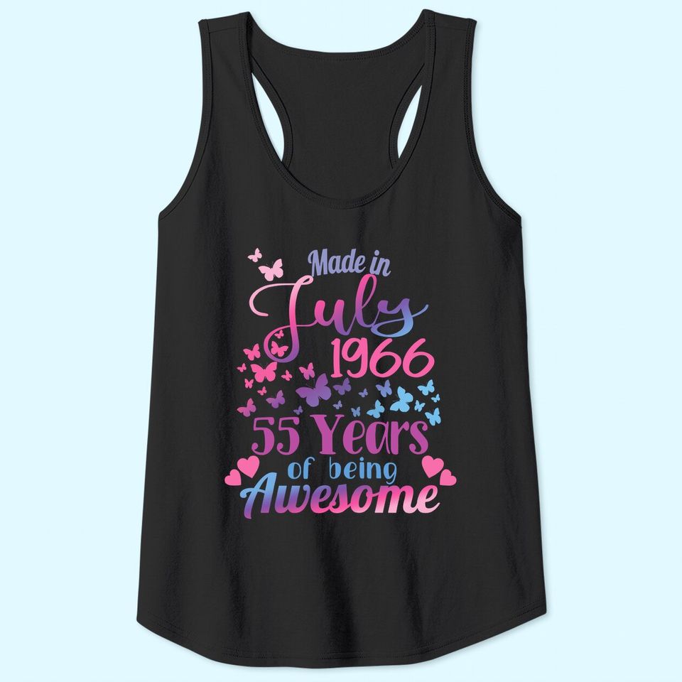 Womens 55th Birthday, July 1966, For Women, 55 Years Old, Awesome Tank Top