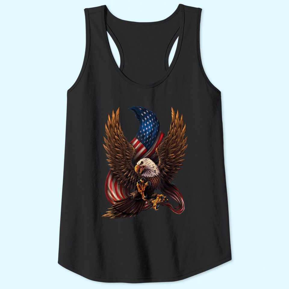 Patriotic American Design With Eagle And Flag Tank Top