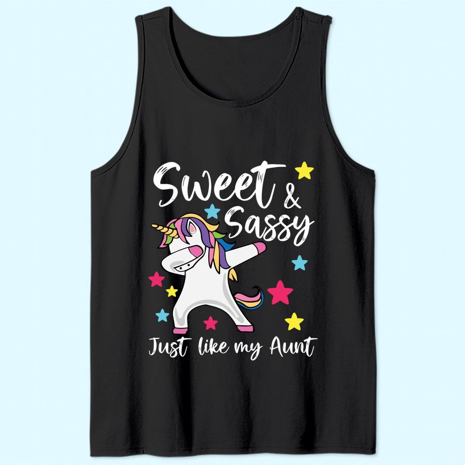 Sassy Like My Aunt Unicorn Cute Matching Auntie and Niece Tank Top