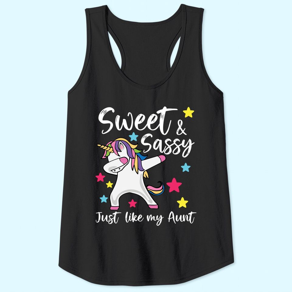 Sassy Like My Aunt Unicorn Cute Matching Auntie and Niece Tank Top
