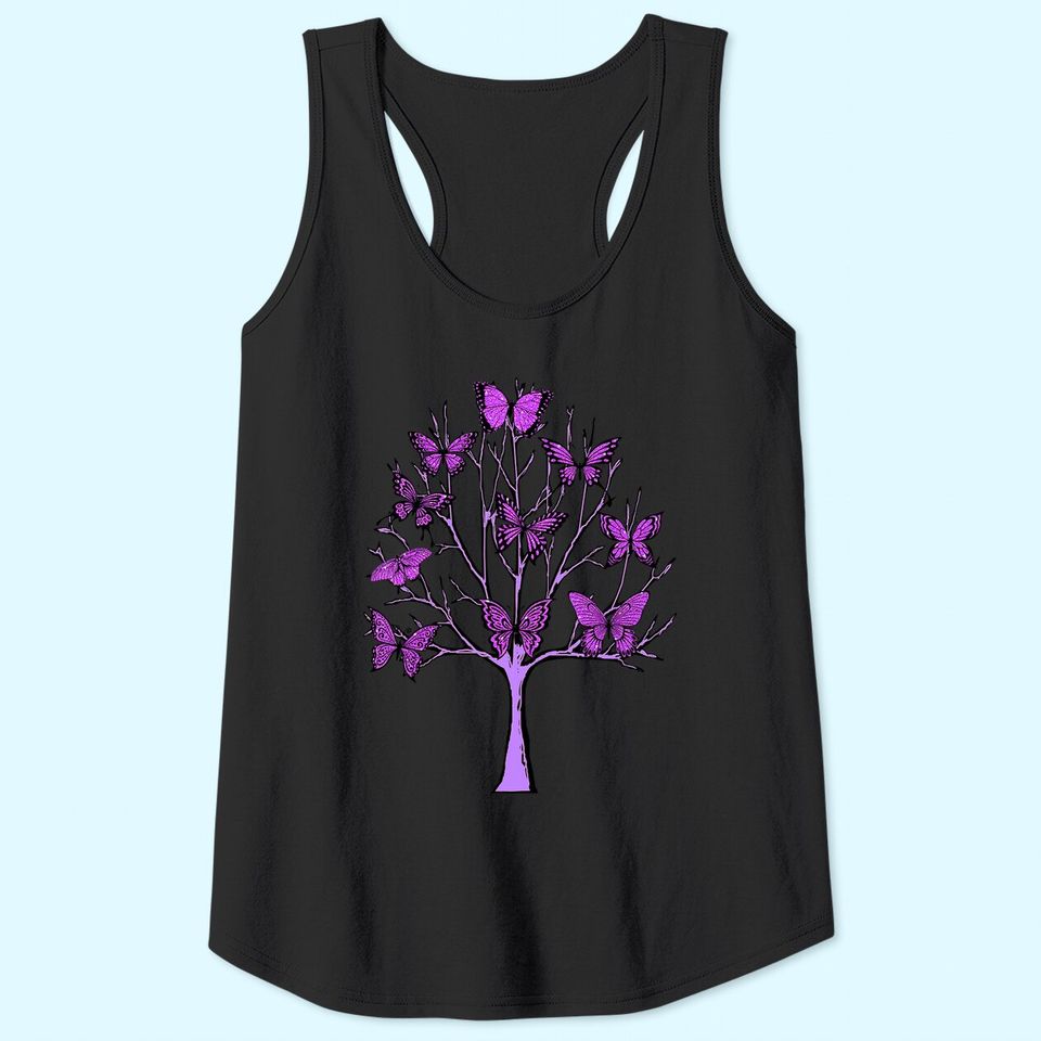 Purple Butterfly Tree of Life Butterflies Tank Top