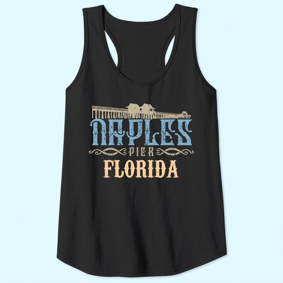 Distressed Graphic Naples Pier Florida Tank Top