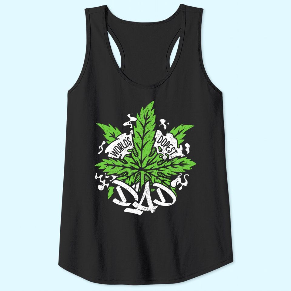 World's Dopest Dad Men Cannabis Leaf Weed Father Tank Top