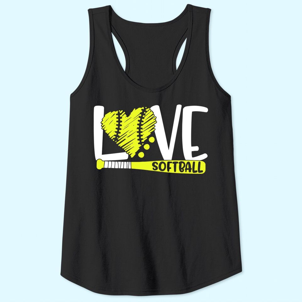 Softball Graphic Saying Tank Top for Teen Girls and Women Tank Top