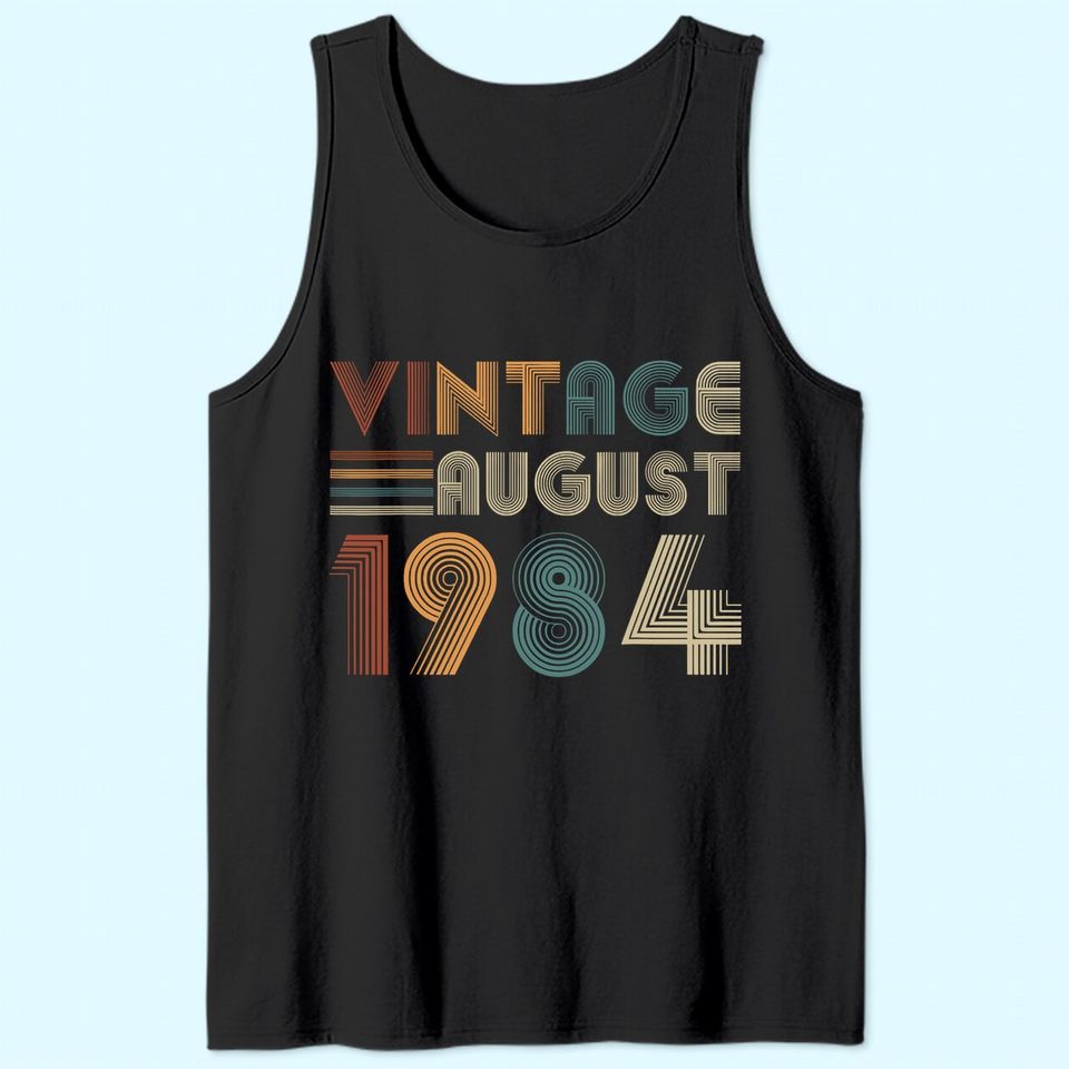 Retro Vintage August 1984 Tank Top 35th Birthday Tank Top
